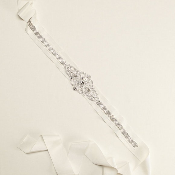 NWT DAVID\'S BRIDAL Grosgrain Rhinestone Sash
